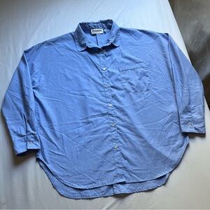 ESSENTIEL ANTWERP chambray blue boxy oversized button up long sleeve shirt